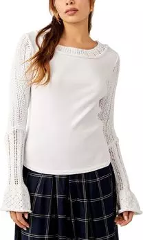 Сезонный топ с манжетами Free People, слоновая кость