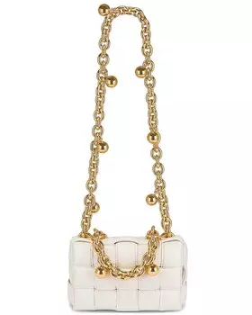 Сферическая сумка-цепочка Bottega Veneta, цвет White & Gold