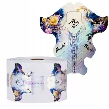 Шаблоны форм для ногтей Molly Lac 2в1 Flowers Holo Salon And Master, рулон 50 шт.