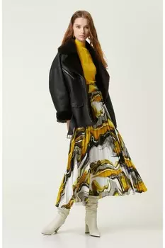 Шафрановая длинная юбка со складками Network, бордовый