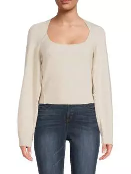 Шафрановый Свитер Free People в рубчик, oatmeal