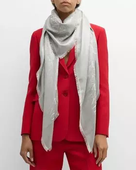 Шаль из шелковой смеси металлик с V-логотипом Valentino, цвет Argento