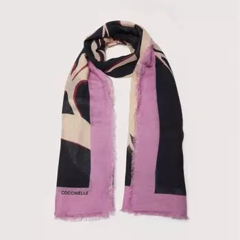 Шаль из шерсти и вискозы Coccinelle MAXI FLOWER, черный