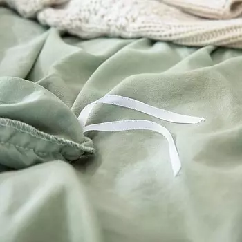 Шалфейно-зеленый цвет и черный помпон с хлопковой бахромой и кисточками Пододеяльник с пуговицей Пододеяльник из 100% хлопка Twin Full Double Queen King Size (размер больше 114X118) Generic, Sage Green