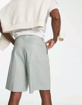 Шалфейные широкие льняные шорты ASOS