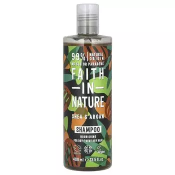 Шампунь для сухих и очень сухих волос, ши и аргана, 13,5 жидких унций (400 мл) Faith In Nature