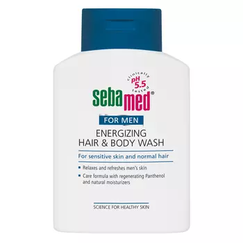 Шампунь для волос и гель для душа для мужчин for men energizing hair & body wash Sebamed, 200 мл