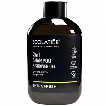 Шампунь для волос и гель для душа ECOLATIER Extra Fresh 400 мл