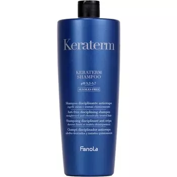 Шампунь Keraterm нежно очищает и устраняет вьющиеся волосы, делая волосы мягкими и блестящими, формула без Sles и Sls 1000, масло ши, Fanola