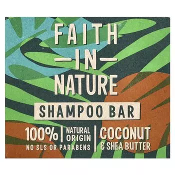 Шампунь, кокос и масло ши, 3 унции (85 г) Faith In Nature