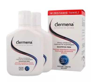 Шампунь против выпадения волос 2 шт., 200 мл Dermen, Supported By Science DUO Men, Dermena