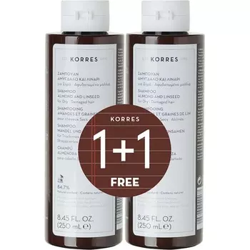 Шампунь с миндалем и льняным семенем, 500 мл, 2 шт., Korres