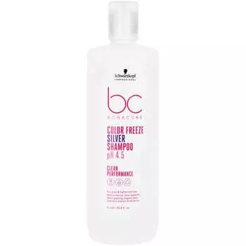 Шампунь Schwarzkopf BC Color Silver для окрашенных седых и светлых волос 1000мл продлевает стойкость цвета, разглаживает