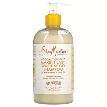Шампунь SheaMoisture Make It Last Wash N' Go, кокосовый заварной крем с маслом кокум и маслом пеки