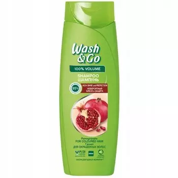 Шампунь Wash&Go Pomegranate для окрашенных волос, блеск, защита, 360 мл