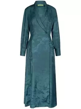 Shanghai Tang шелковое платье-халат Winding Stream Party, зеленый