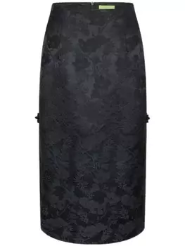 Shanghai Tang юбка с цветочной вышивкой, черный