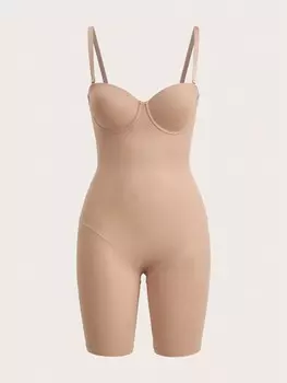 SHAPE, Однотонный, кофточка, обтягивающее боди Shein, абрикосовый