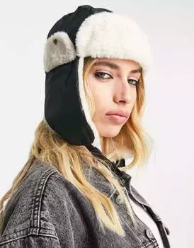 Шапка-авиатор Object на подкладке из искусственного меха цвета хаки