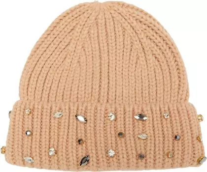 Шапка Badgley Mischka Wool Beanie w/ Crystals, цвет Dusty Coral