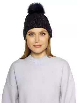 Шапка-бини Angela Cable Knit с помпоном ALEXIA ADMOR, цвет navy multi