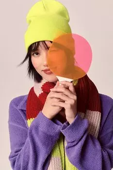 Шапка-бини Anthropologie Fine Gauge, лаймовый