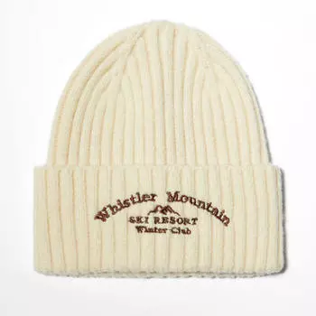 Шапка-бини Bershka Embroidered Ribbed, кремовый