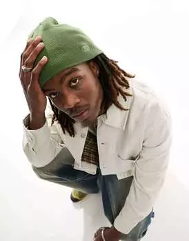 Шапка-бини цвета хаки с выстиранным логотипом Reclaimed Vintage