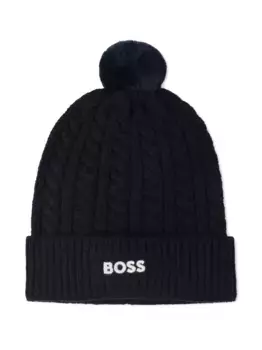 Шапка бини фактурной вязки BOSS Kidswear, синий