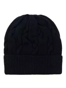 Шапка бини фактурной вязки Peserico, синий