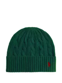 Шапка бини фактурной вязки POLO RALPH LAUREN, зеленый