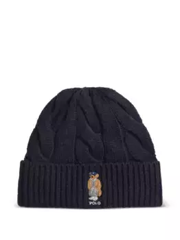 Шапка бини фактурной вязки POLO RALPH LAUREN, синий