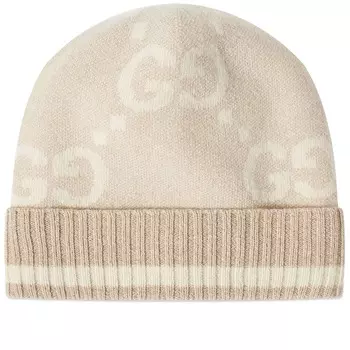Шапка бини Gucci Gg Knitted, цвет Camel & White