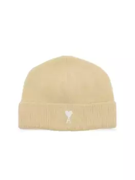 Шапка-бини из альпаки с логотипом ADC Ami Paris, цвет creme vanille