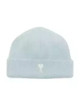 Шапка-бини из альпаки с логотипом ADC Ami Paris, цвет aquamarine ivory