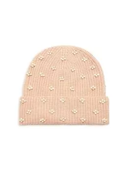 Шапка-бини из бисера и рубчатой ткани Lele Sadoughi, цвет Nectar Pink