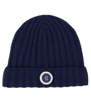 Шапка-бини из хлопка в рубчик Brunello Cucinelli Kids, цвет deep blue