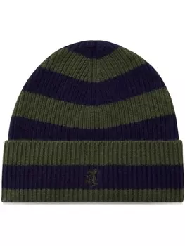 Шапка-бини из кашемира в полоску Pringle of Scotland, синий