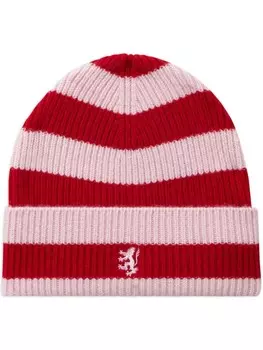 Шапка-бини из кашемира в полоску Pringle of Scotland, розовый
