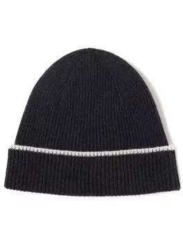 Шапка-бини из кашемира в рубчик Eleventy, синий
