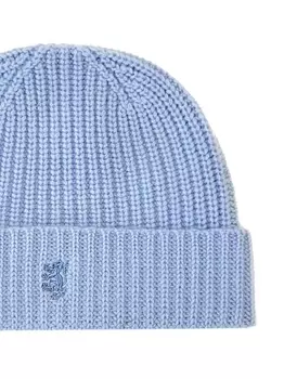 Шапка-бини из кашемира в рубчик Pringle of Scotland, синий