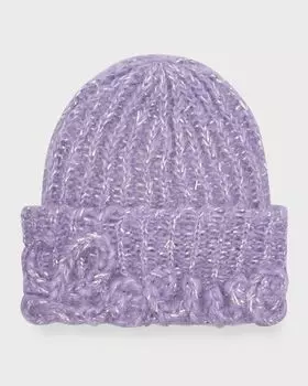 Шапка-бини из мохера с логотипом крючком Loewe, цвет Parma Violet