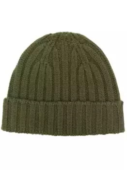 Шапка бини из необработанной шерсти в рубчик ASPESI, зеленый