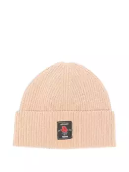 Шапка-бини из ребристой шерсти с нашивкой-логотипом MSGM, нейтральный
