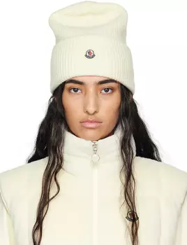 Шапка-бини из шерсти цвета «Off-White» Moncler