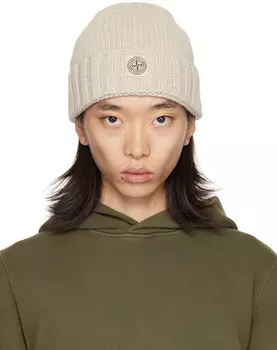 Шапка-бини из шерсти Geelong Off-White Stone Island