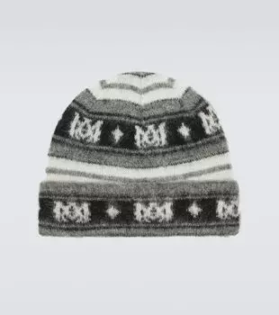 Шапка-бини из смесового мохера в полоску skater Amiri, мультиколор