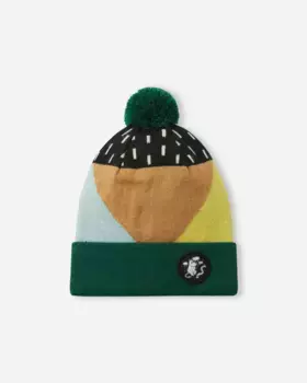 Шапка-бини из смесовой шерсти мериноса для малышей Moomin Flinga Reima, цвет Deeper Green