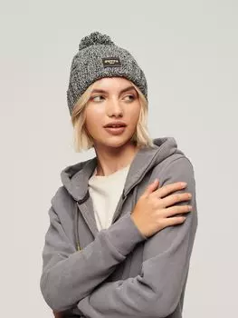 Шапка-бини косой вязки Superdry, черное пятно