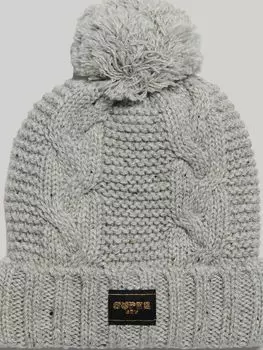 Шапка-бини косой вязки Superdry, ледяной серый пятнышек